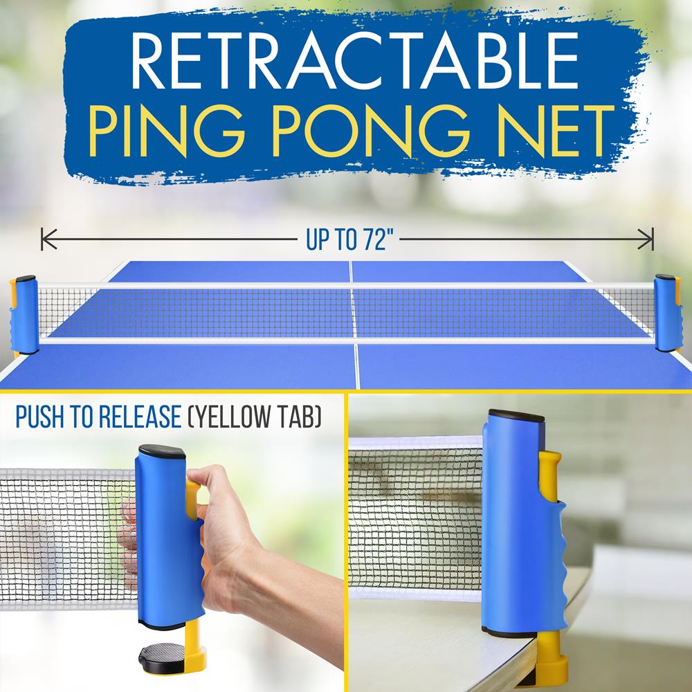Portable Table Tennis Set With Retractable Net, Paddles, Balls, And Carrying Bag
