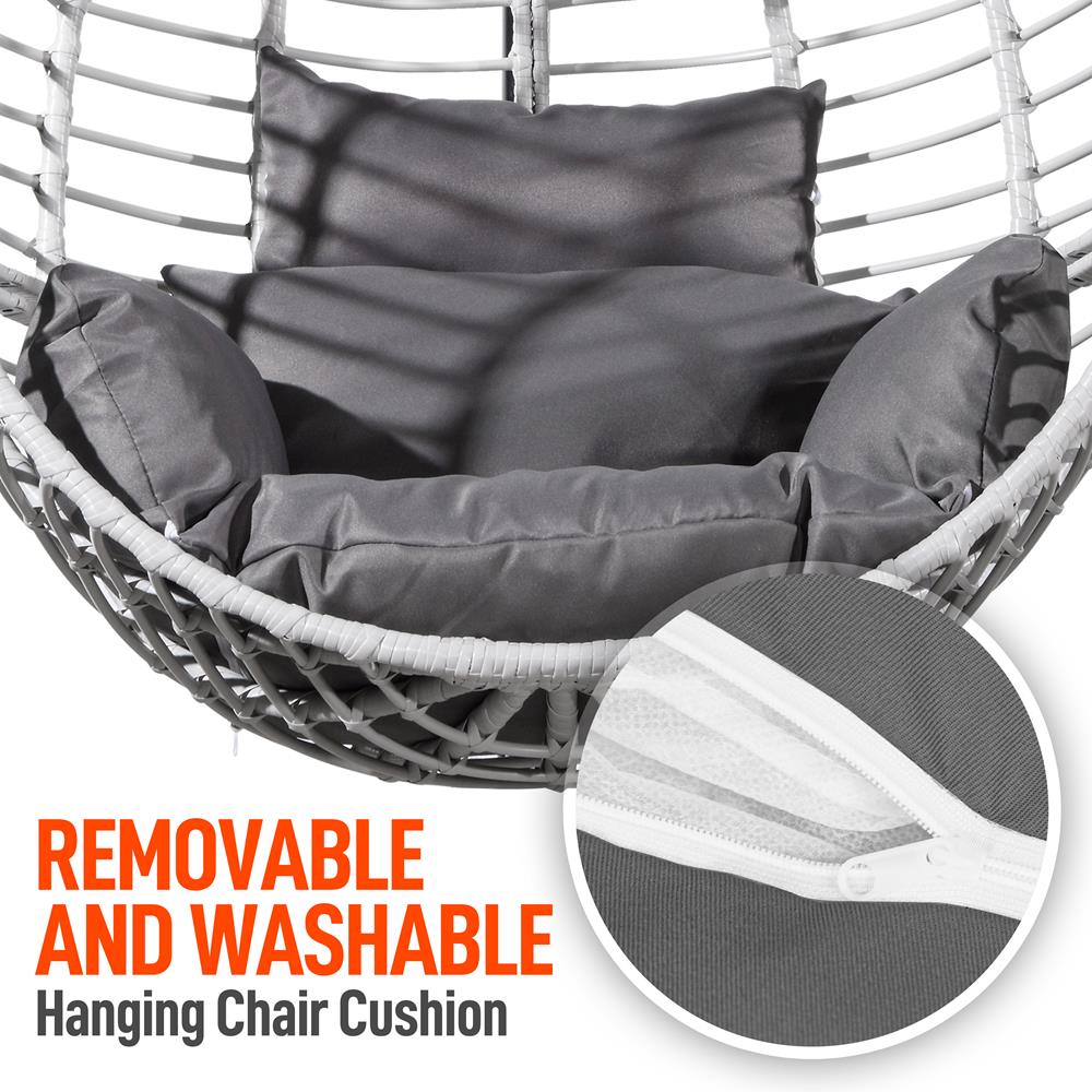 Wicker Egg Chair Cushion - Durable And Soft Hammock Pad For Indoor And Outdoor Rattan Egg Chair (Gray)
