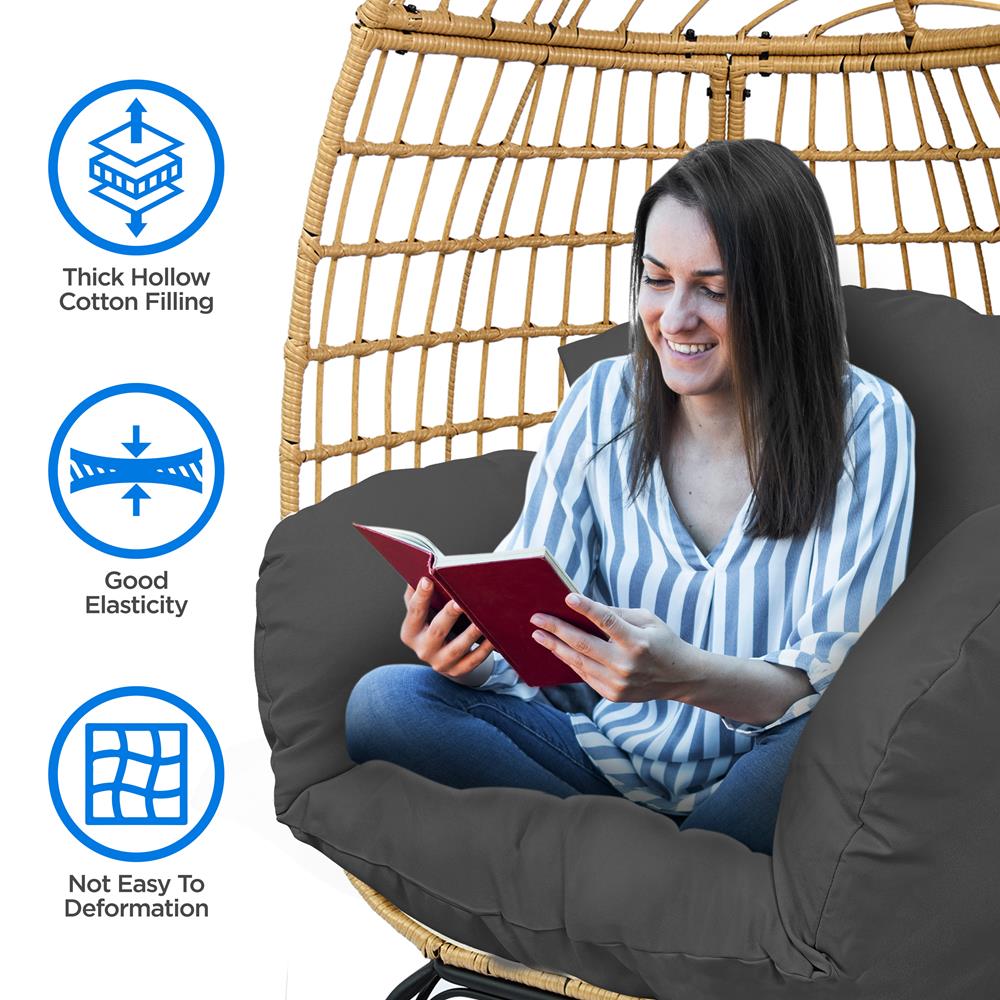 Wicker Egg Chair Cushion - Durable And Soft Hammock Pad For Indoor And Outdoor Rattan Egg Chair (Gray)