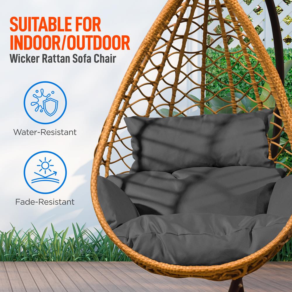 Wicker Egg Chair Cushion - Durable And Soft Hammock Pad For Indoor And Outdoor Rattan Egg Chair (Gray)