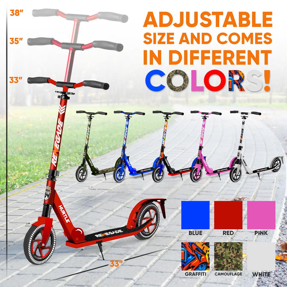 Lightweight And Foldable Kick Scooter - Adjustable Scooter For Teens And Adult, Alloy Deck With High Impact Wheels (Red)