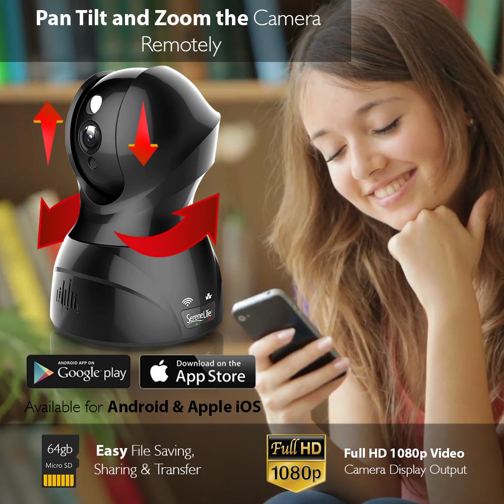 1080P Ip Camera - Hd Wifi Cam, Remote Video Monitoring Surveillance Security, Built-In Speaker & Microphone, Smartphone App Control