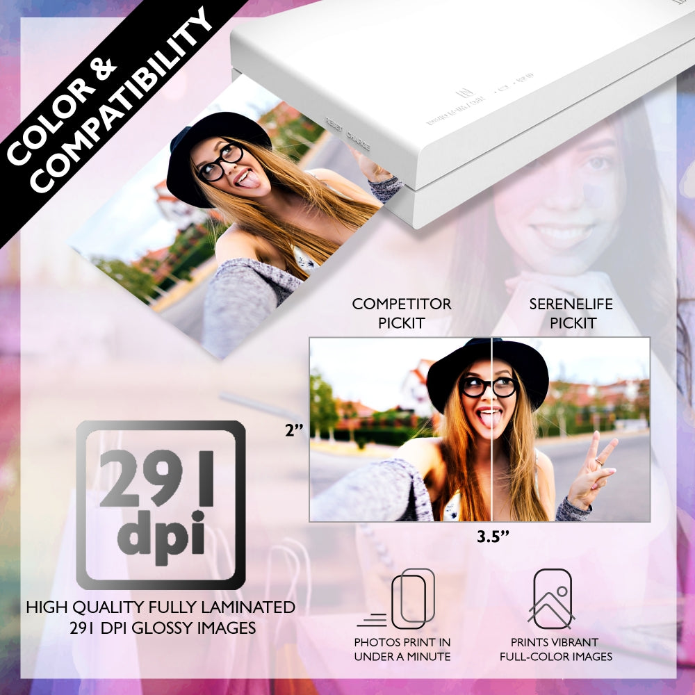 Portable Instant Photo Printer - Wireless Digital Picture Printing For Iphone Or Android Smartphone Camera