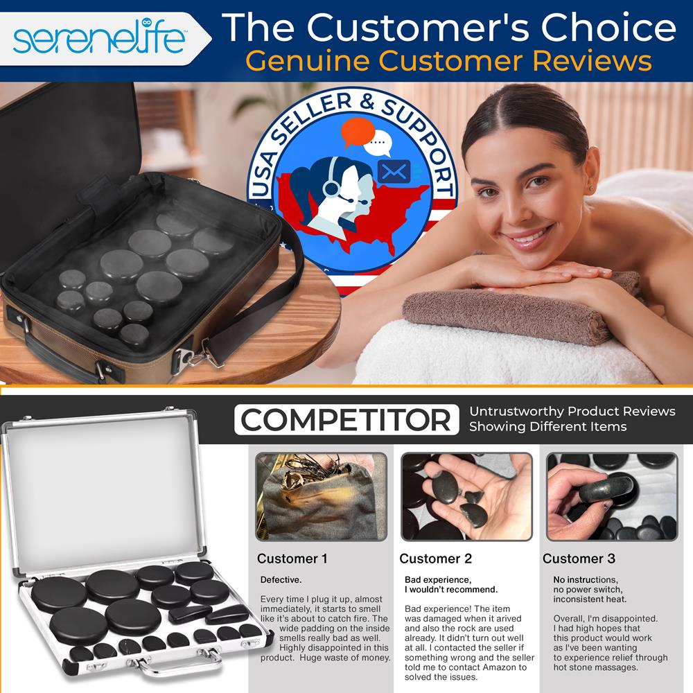 Hot Stone Massage Kit - Portable Heated Rock Therapy System With Digital Temperature Controller, Includes (12) Massaging Stones