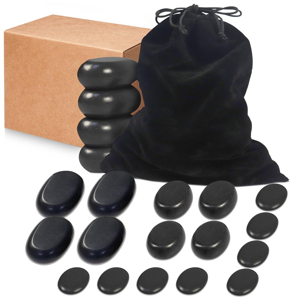 20 Pcs. Hot Massage Stones With Traveling Bag And Small Brown Box