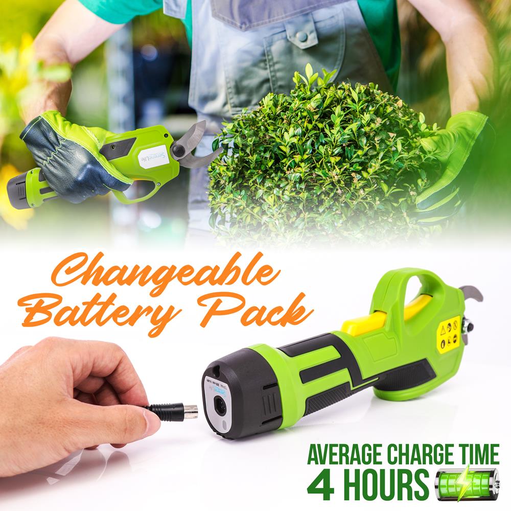 Cordless Lithium Power Pruner - Pruning Shear With 7.2V Lithium-Ion Battery Powered Garden Electric Pole Pruner