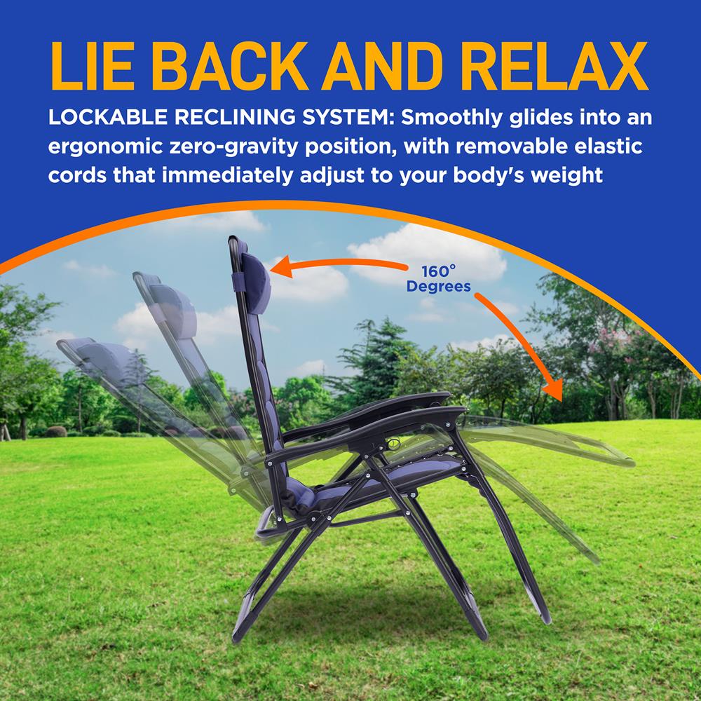 Zero Gravity Recliner Chair - Ultimate Comfort, Foldable, Blue