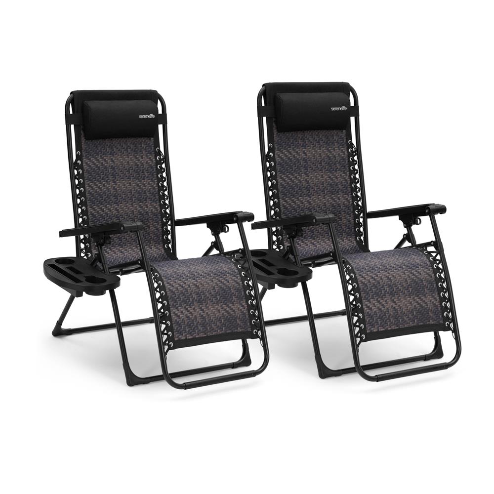 Zero Gravity Lawn Chair Set, Ultimate Comfort, Weather-Resistant Rattan, Brown