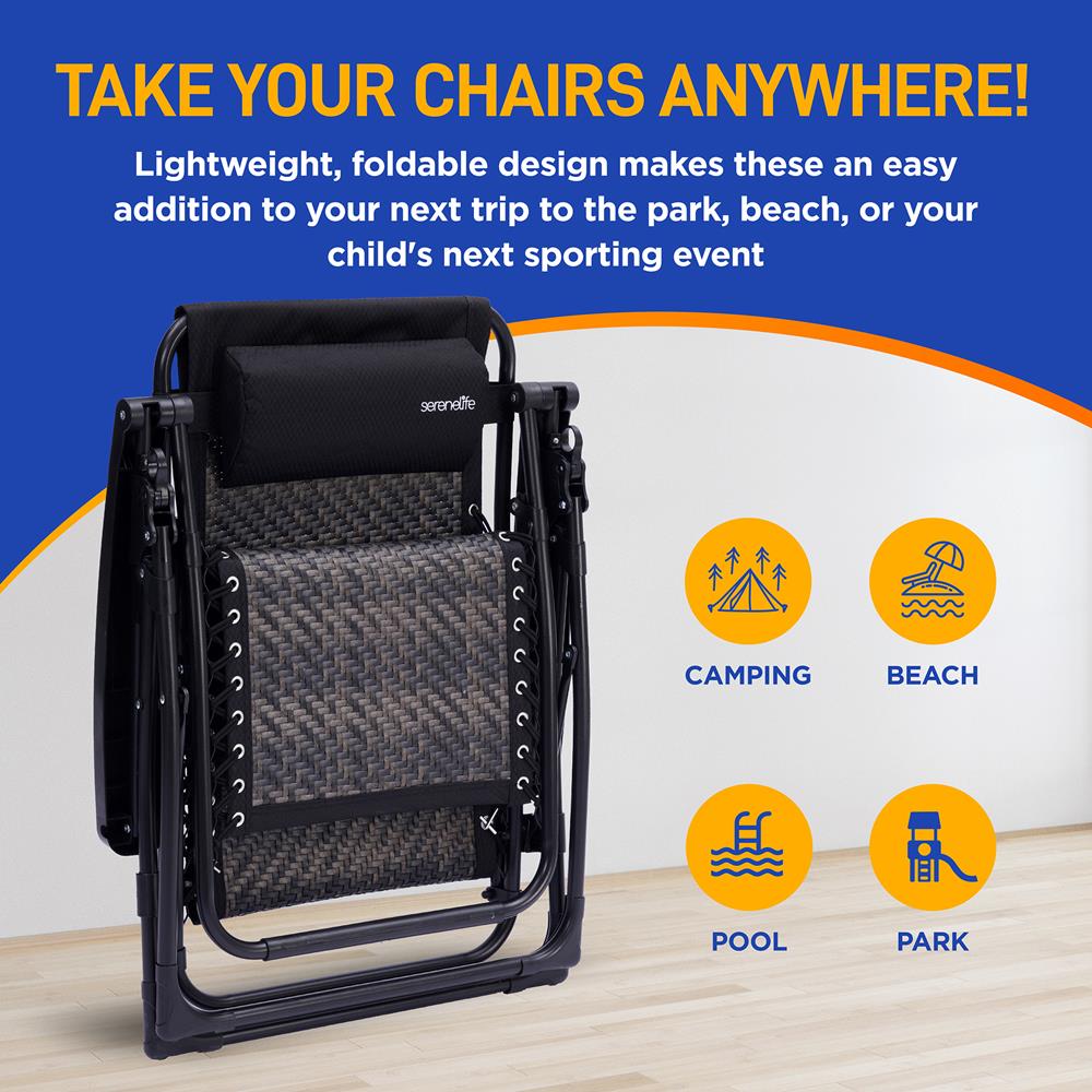 Zero Gravity Chair Set, Ultimate Comfort, Rattan Wicker, Brown