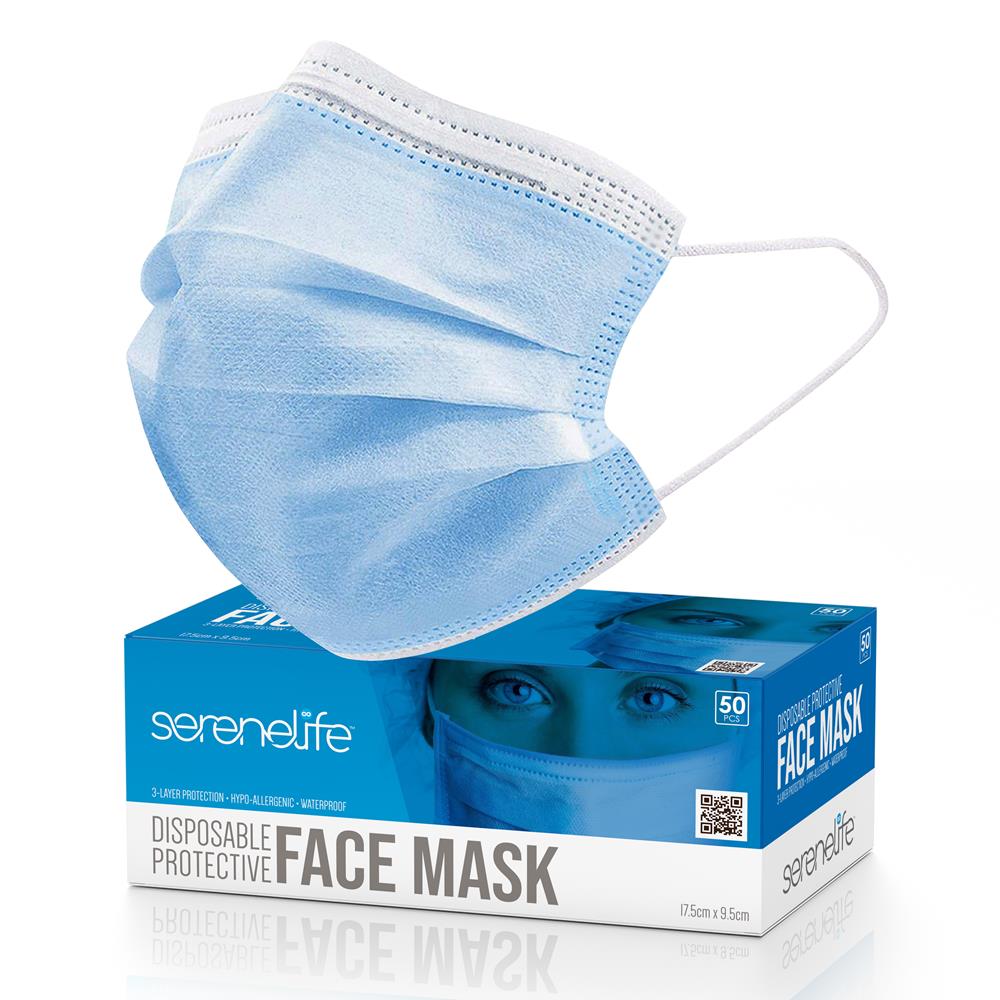 Disposable Face Masks 3-Layer Protection Breathable Non-Woven 50 Pack