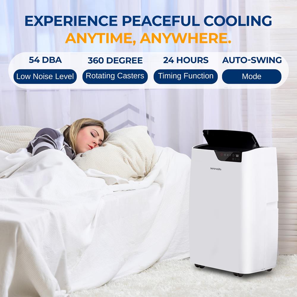 Single Duct Portable Air Conditioner - 12000 Btu Cooling Capacity (Ashrae) Compact Home A/C Cooling Unit With Built-In Dehumidifier & Fan Modes, Includes Window Mount Kit (White)