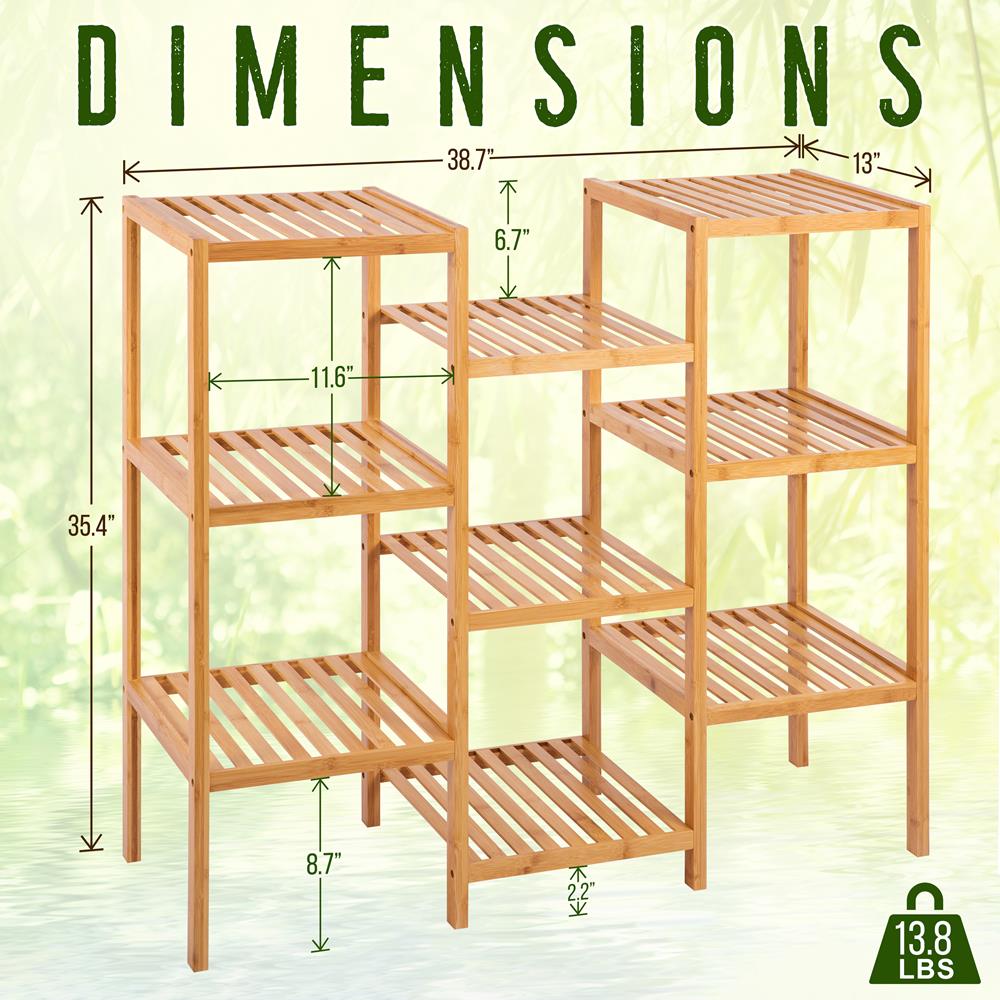 9 Tier Bamboo Plant Stand - Space-Saving, Durable, Water-Resistant