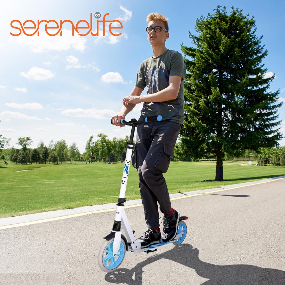 Kick Scooter for Adults & Teens - Foldable, Adjustable Alloy Deck, White