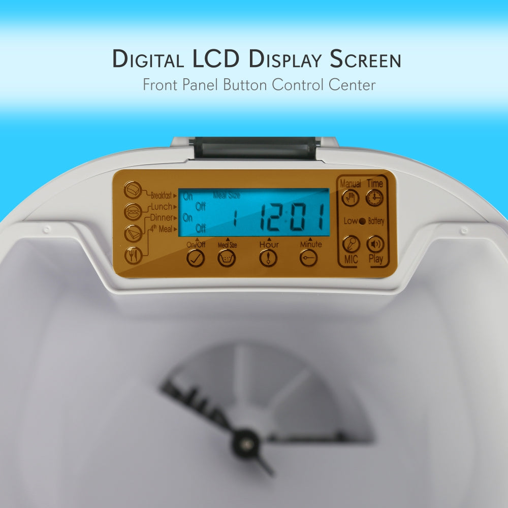 Automatic Pet Feeder, Optimal Schedule, Voice Recording, LCD Display