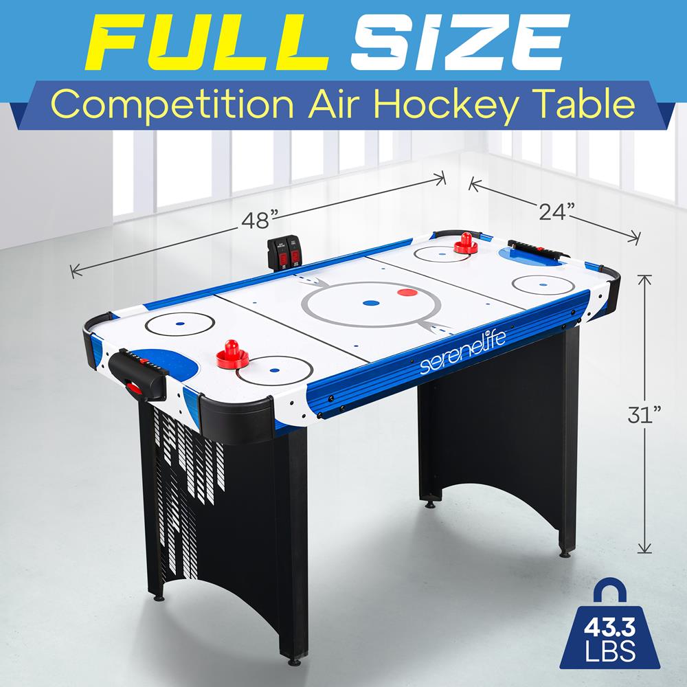 48" Air Hockey Table, Smooth Glide, LED Scoreboard, White Finish