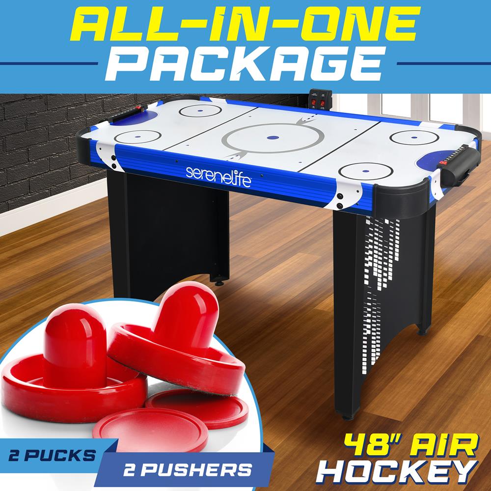 48" Air Hockey Table, Smooth Glide, LED Scoreboard, White Finish