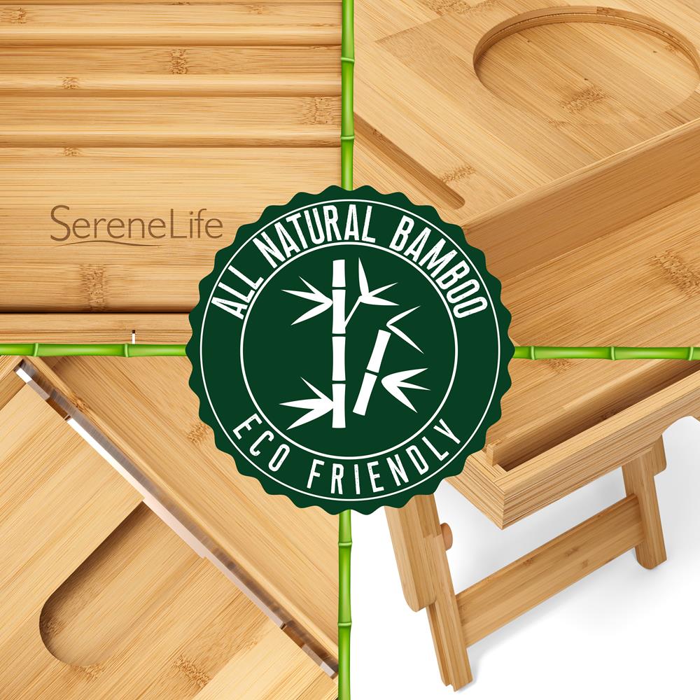 Bath Caddy Tray Comfort Bamboo Waterproof Adjustable Dark Brown