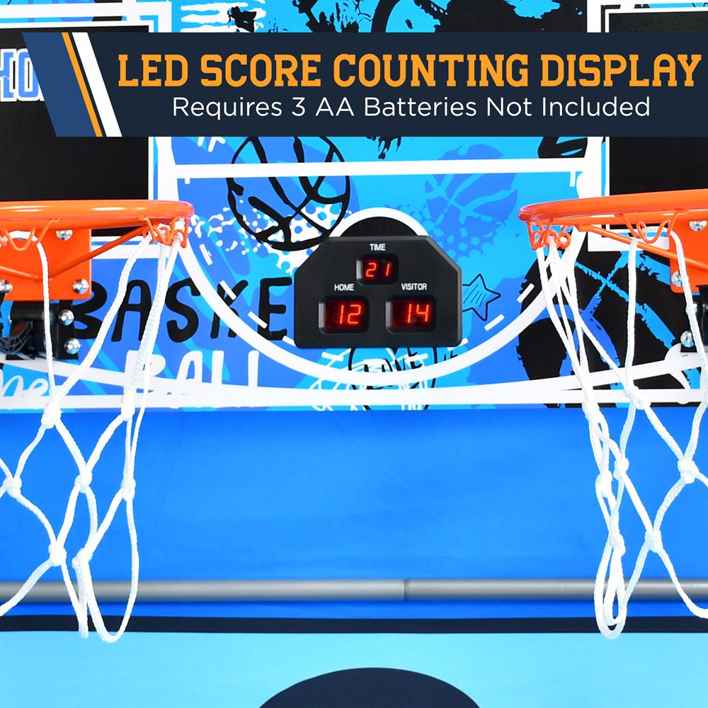 Arcade Basketball Game Indoor/Outdoor Dual Hoop LED Scoreboard Foldable