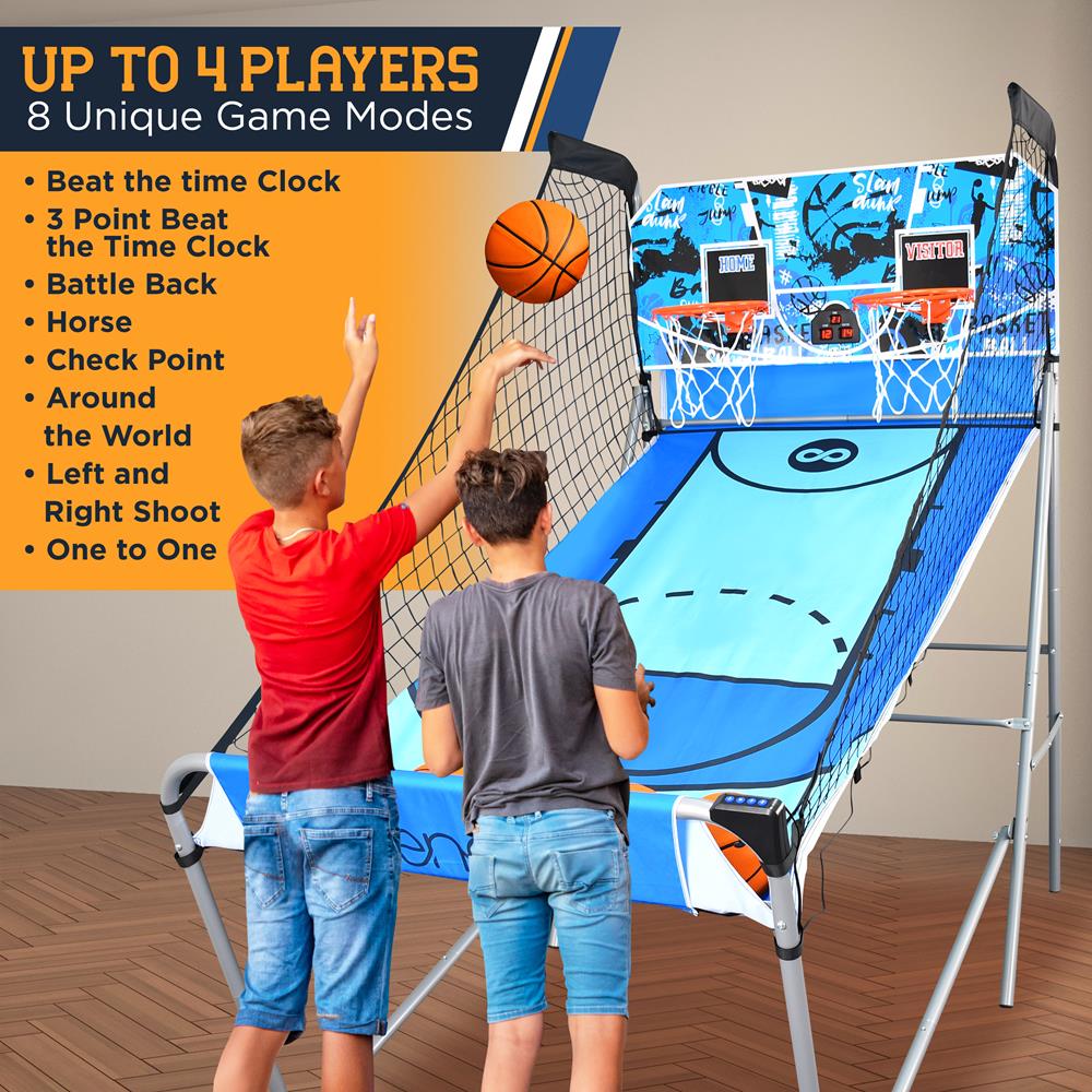 Arcade Basketball Game Indoor/Outdoor Dual Hoop LED Scoreboard Foldable