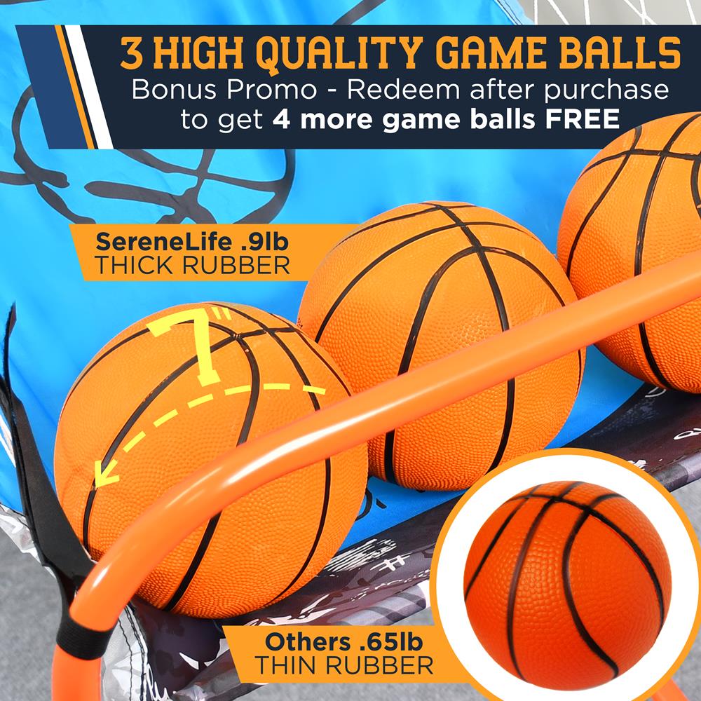 Single Hoop Basketball Game, LED Scoreboard, Foldable, Blue