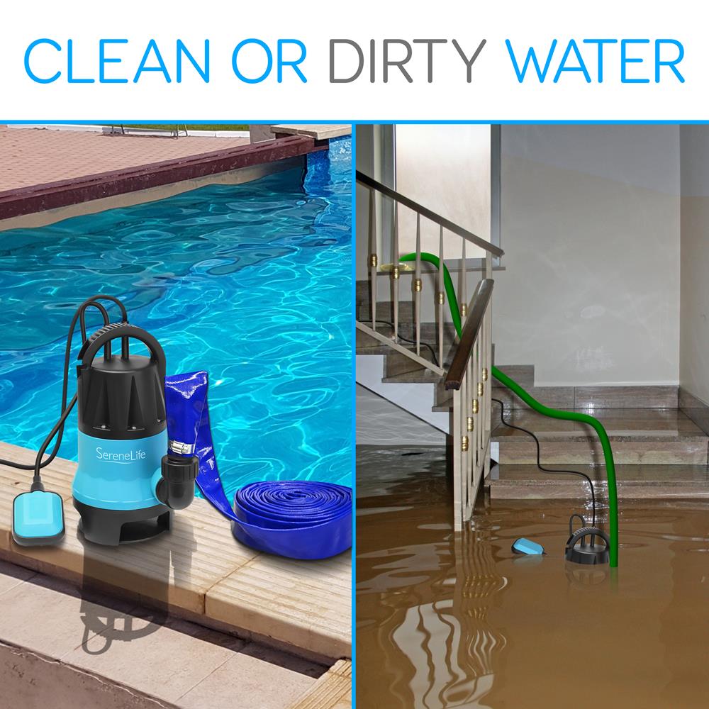 Submersible Clean/Dirty Water Pump - 400W Powerful Sump Pump, 1980 GPH, Auto Float Switch with 16 ft. Power Cord Length