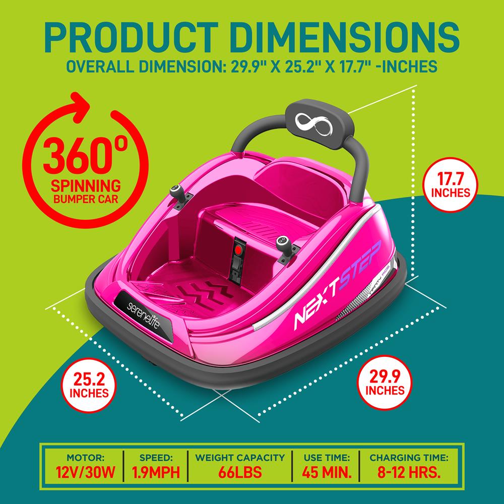 Kids Toy Electric Ride On Bumper Car Vehicle With Remote Control, Led Lights & 360 Degree Spin, 2 Driving Modes (Pink)