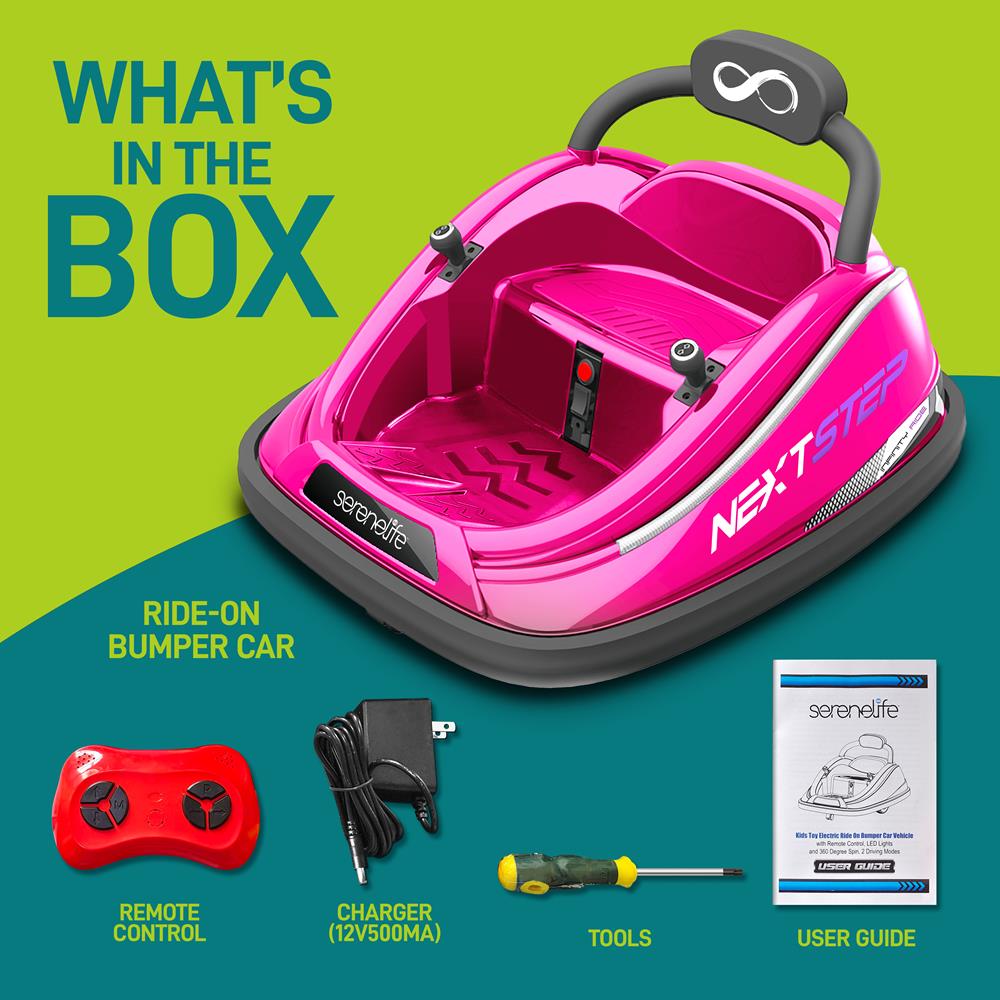 Kids Toy Electric Ride On Bumper Car Vehicle With Remote Control, Led Lights & 360 Degree Spin, 2 Driving Modes (Pink)