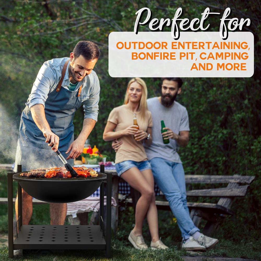 Outdoor Fire Pit with BBQ Grill, Durable Steel, 26" Bowl, Easy Assembly