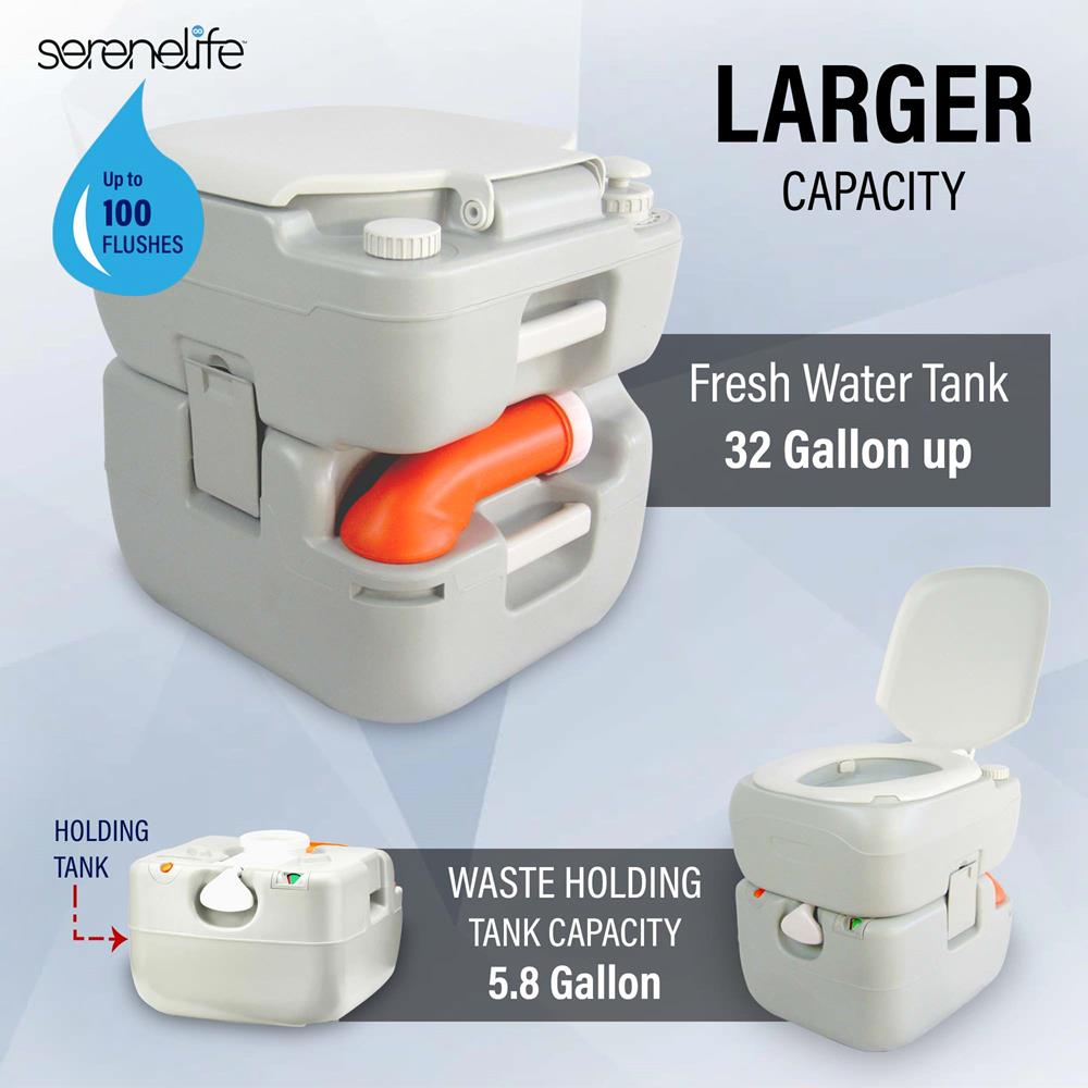 Portable Toilet 5.8 Gal Leak-Proof High-Density Polyethylene Camping