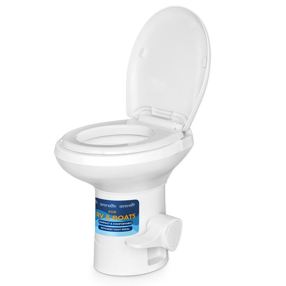 Portable Gravity Flush Toilet High Profile With Foot Pedal Operation, T-Type Water Outlets