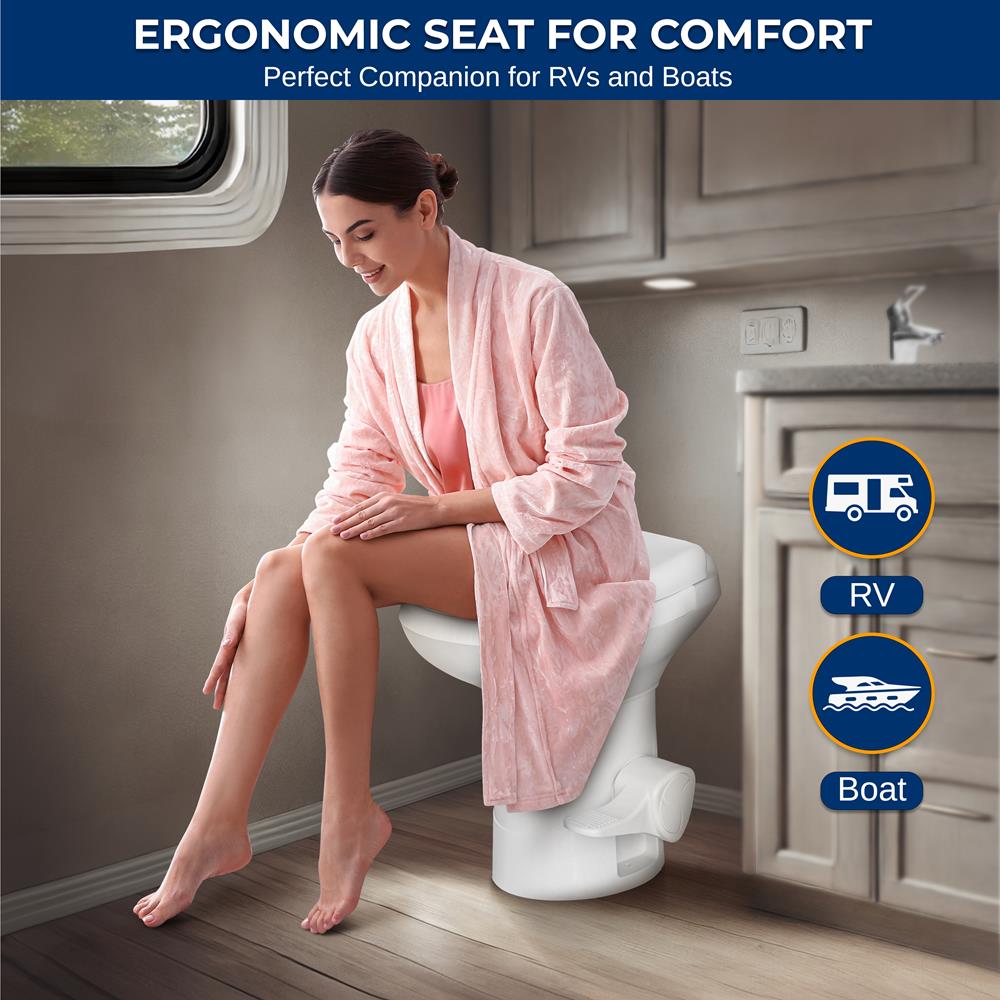 Portable Gravity Flush Toilet High Profile With Foot Pedal Operation, T-Type Water Outlets