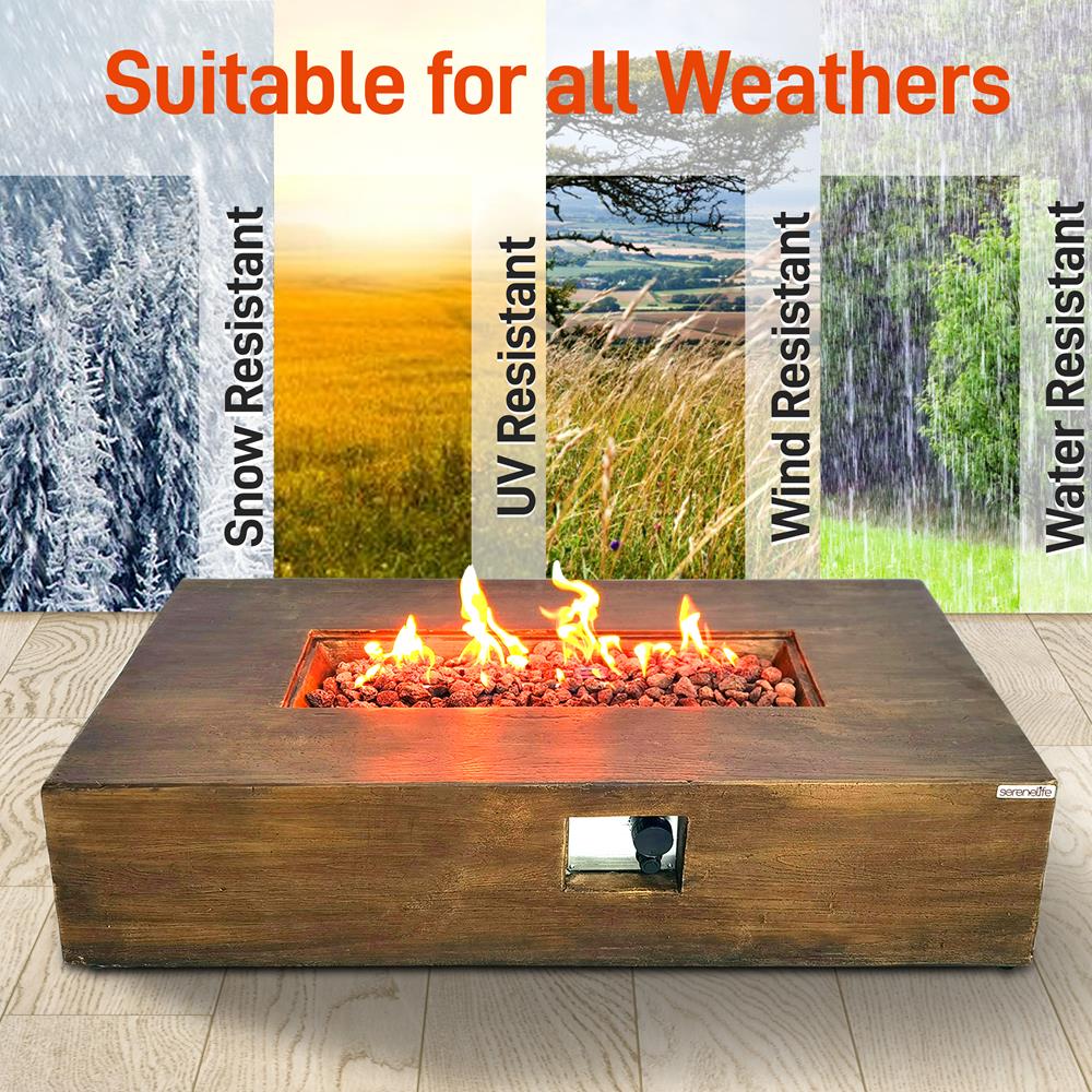 Outdoor Propane Fire Pit Table - 50,000 BTU, Adjustable Flame, Weatherproof