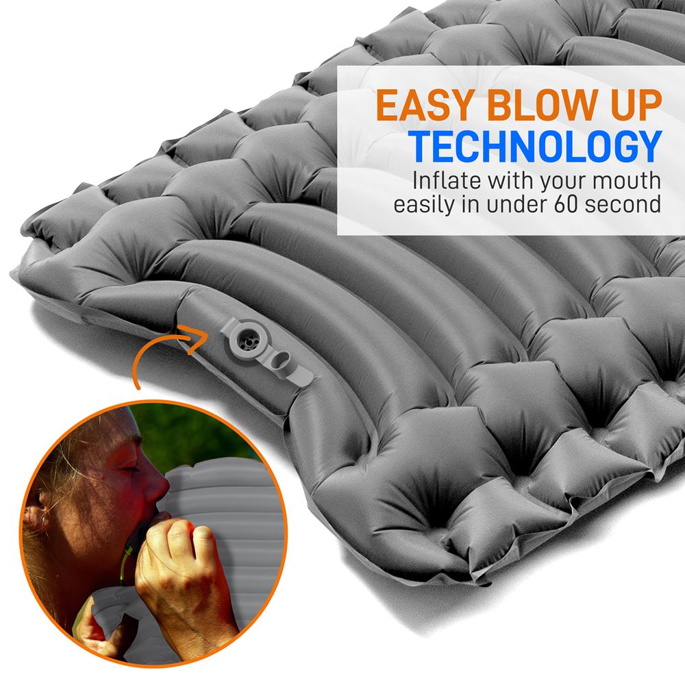 Sleeping Pad for Camping - Quick-Inflate, Tear-Resistant, Blue