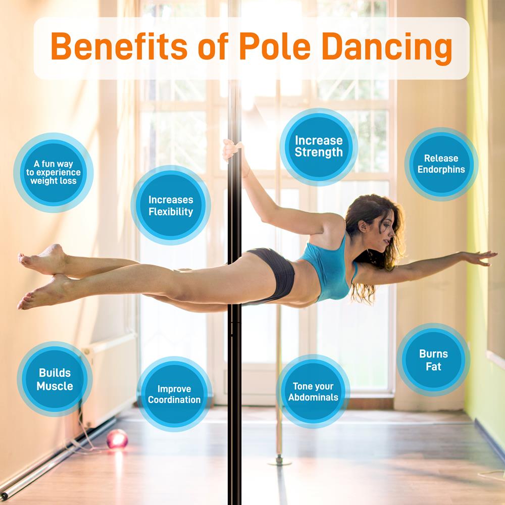 Adjustable Fitness Dance Pole, 1102 lb Capacity, Steel, Anti-Rust Surface
