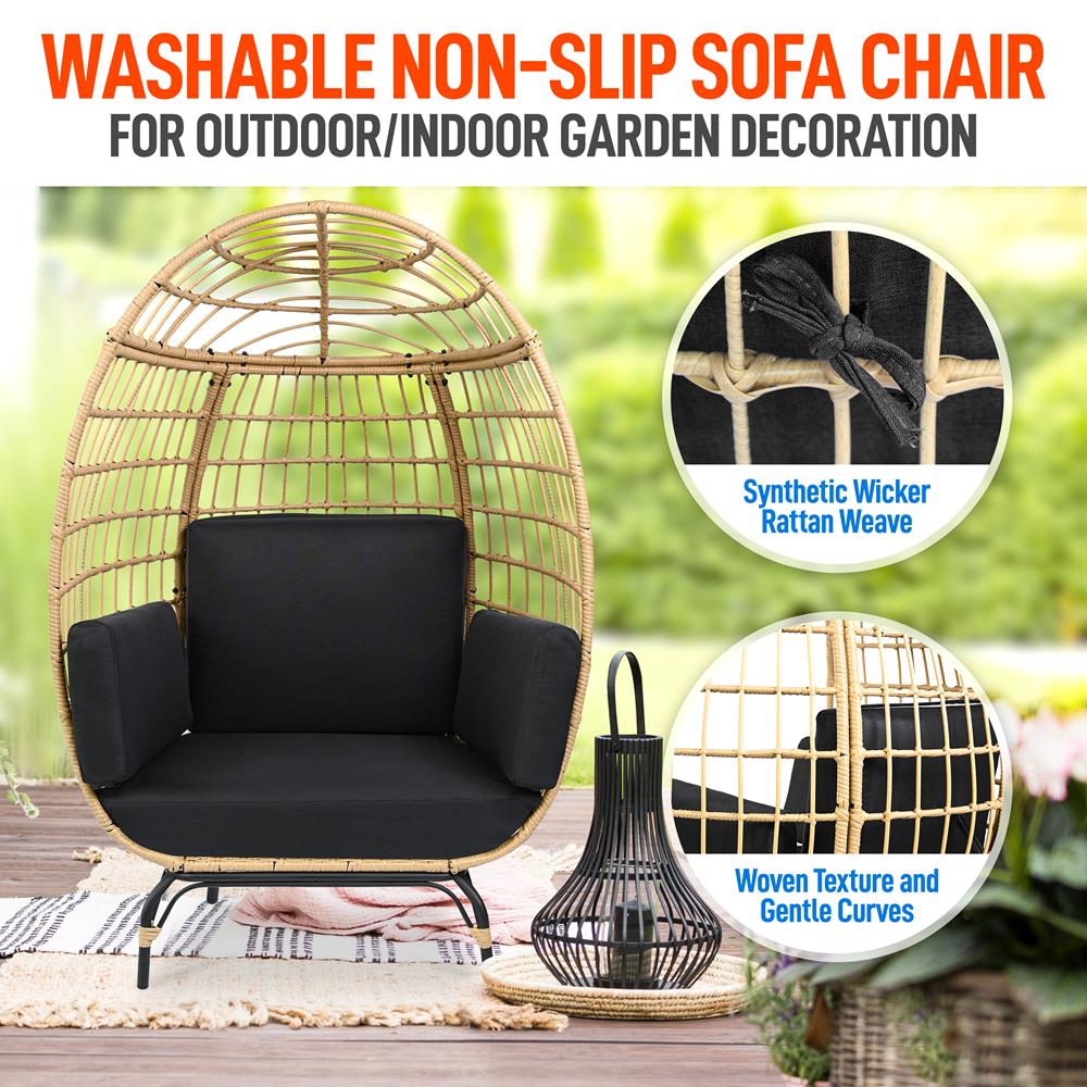 Wicker Egg Chair for Relaxing, Sturdy Steel Frame, Woven Texture