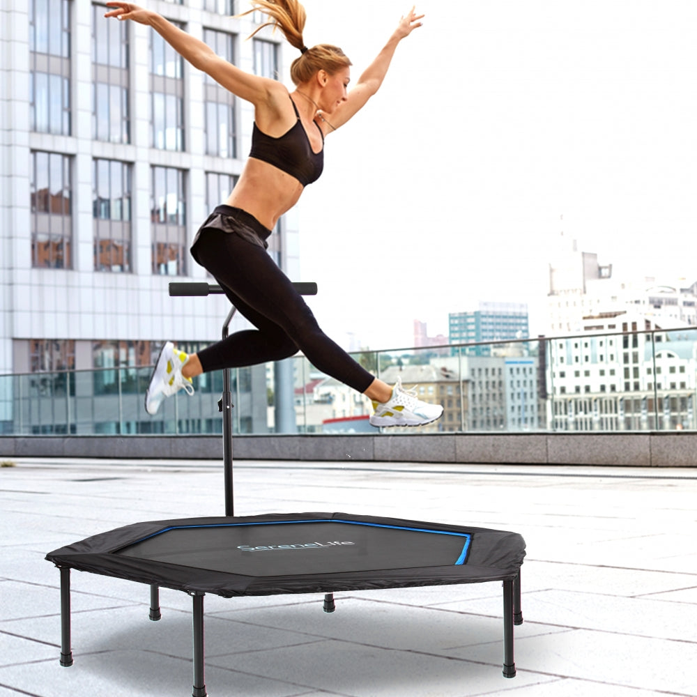 48" Foldable Fitness Trampoline, Adjustable Handrail, 264 lbs Capacity