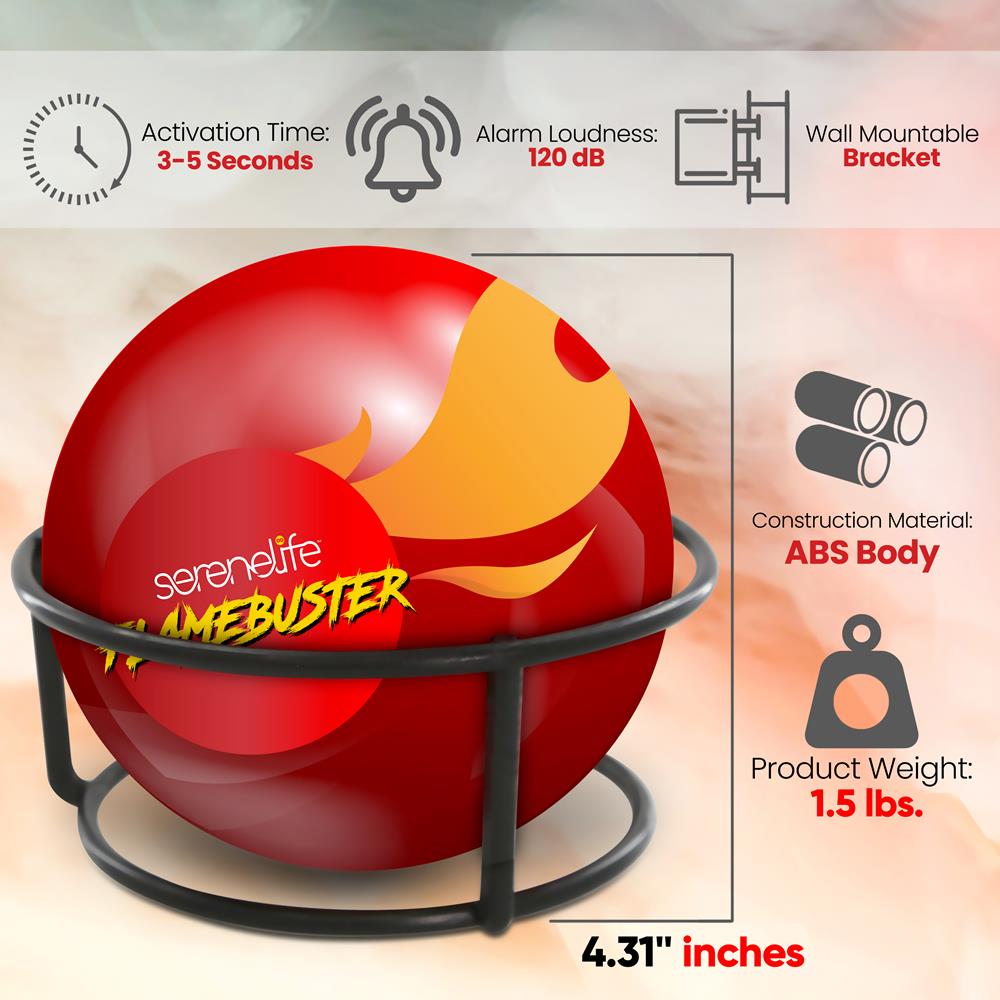 Automatic Fire Ball Extinguisher, Range 3 feet, Instant Activation, ABS Body, Red