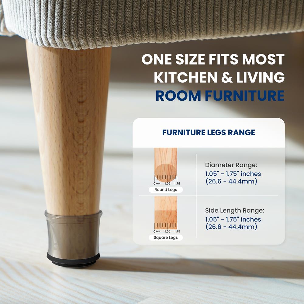 Chair Leg Floor Protectors - Anti-Slip Rubber Covers for Hardwood Floors