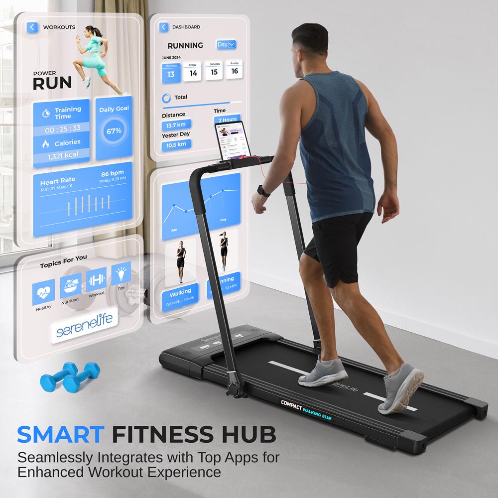 Foldable Treadmill & Walking Pad, 2.5 HP, 7.6 MPH, Easy Storage, 265lbs Capacity