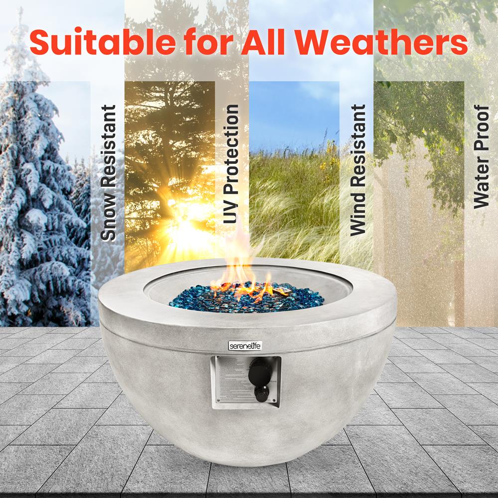 Outdoor Propane Fire Pit Table 40,000 BTU Weatherproof MGO Blue Glass