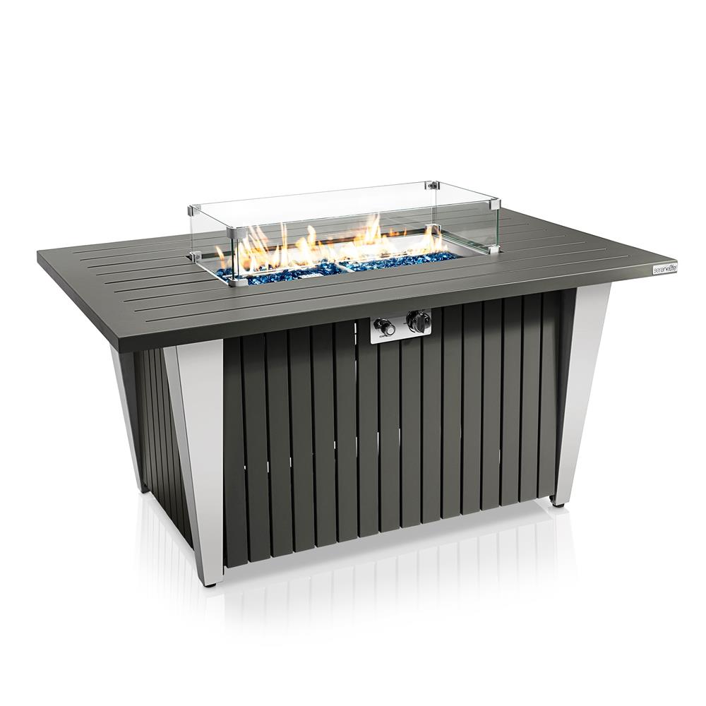 Outdoor Propane Fire Pit Table 50,000 BTU Weatherproof Glass Guard