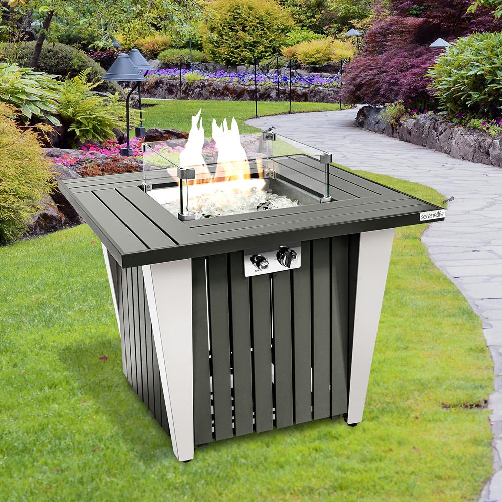 Outdoor Propane Fire Pit Table 50,000 BTU Stainless Steel Weatherproof