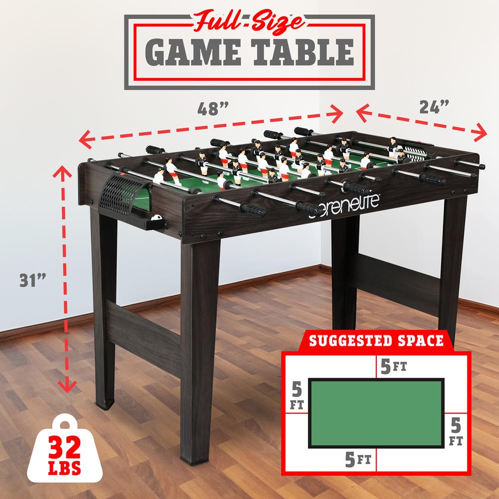 Foosball Table 48" Competition Size Durable Steel Rods