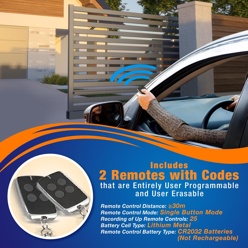 Automatic Sliding Gate Opener, Heavy Duty, Aluminum Alloy, 2 Remotes