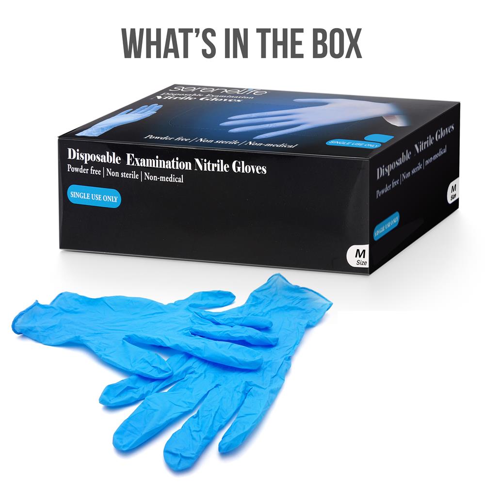 Disposable Nitrile Gloves 100ct - Puncture Resistant, Medium, Latex-Free