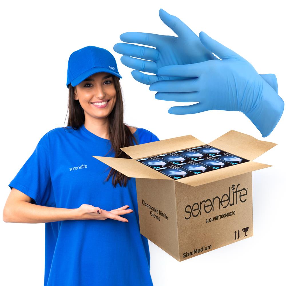 Disposable Nitrile Gloves 100ct - Puncture Resistant, Medium, Latex-Free