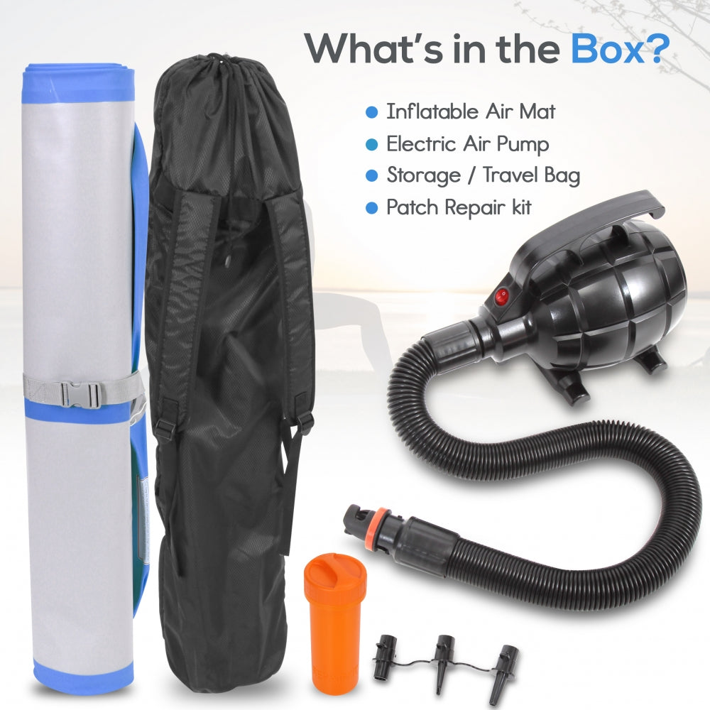 Inflatable Gymnastics Mat - Bouncy, Waterproof, Durable PVC - Blue