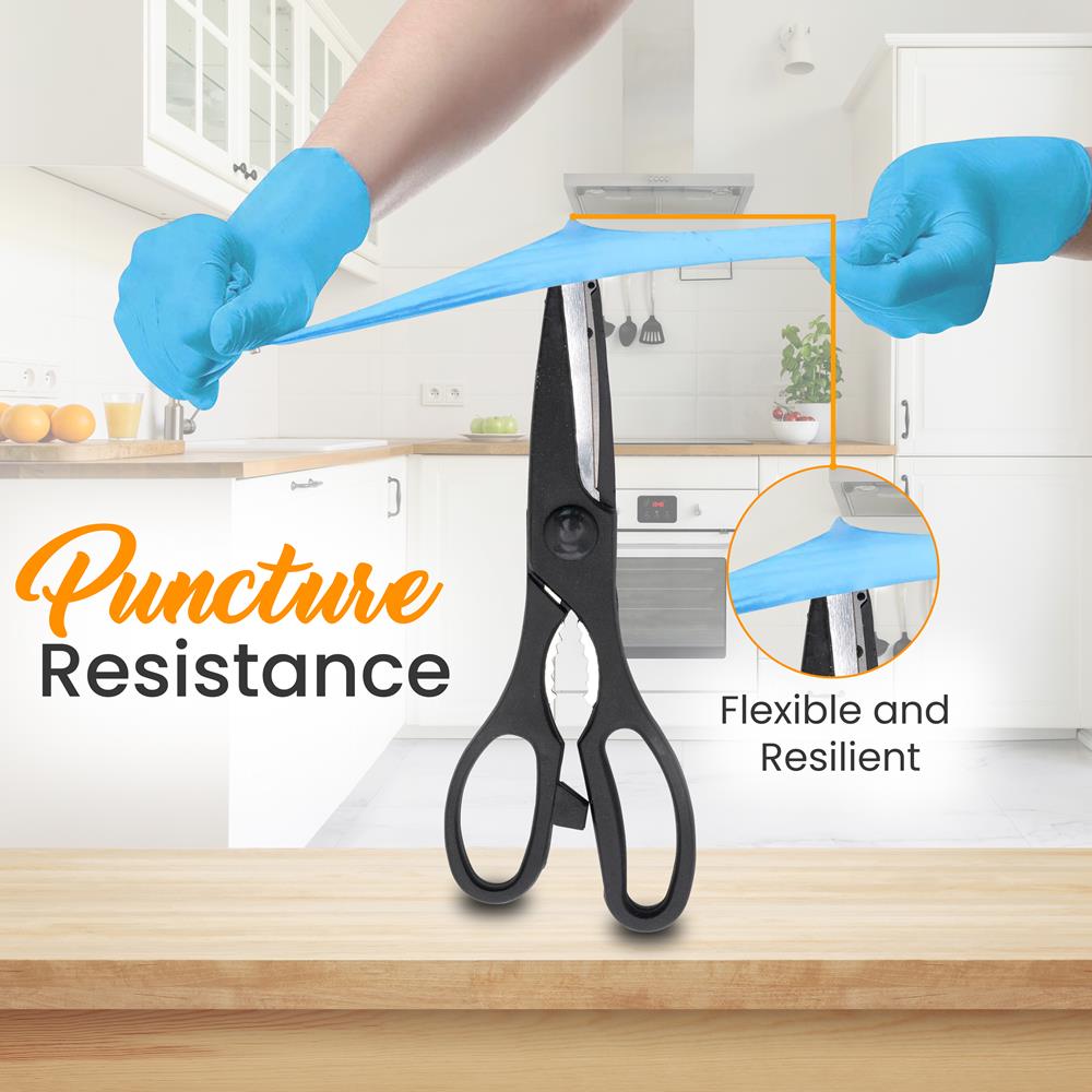 Disposable Nitrile Gloves, Puncture Resistant, Textured Grip, Large, 100 Pcs