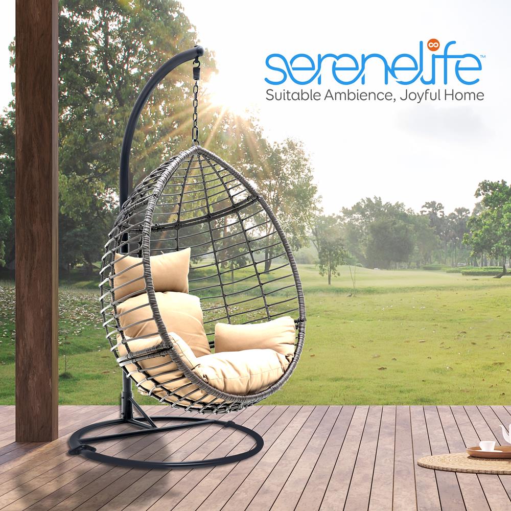 Egg Chair for Relaxing, UV Resistant Wicker Rattan, Brown