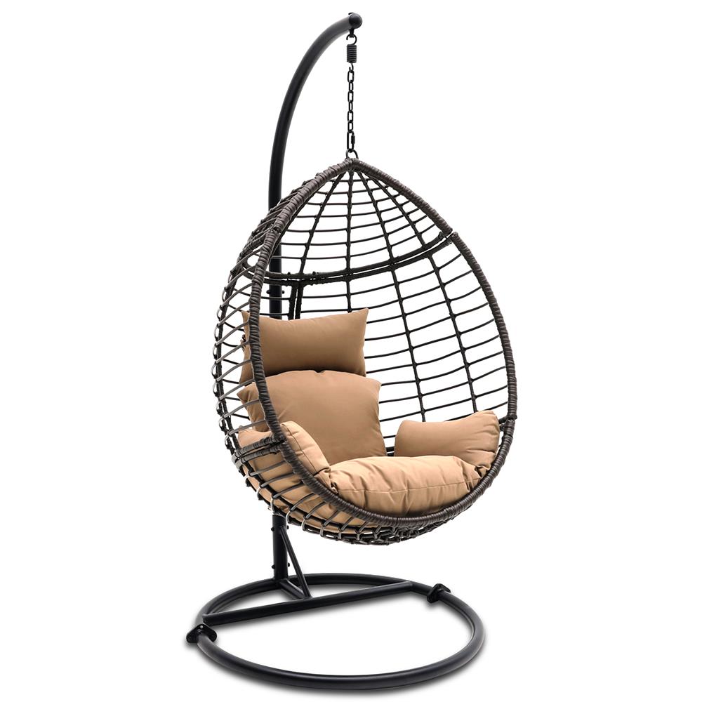 Egg Chair for Relaxing, UV Resistant Wicker Rattan, Brown
